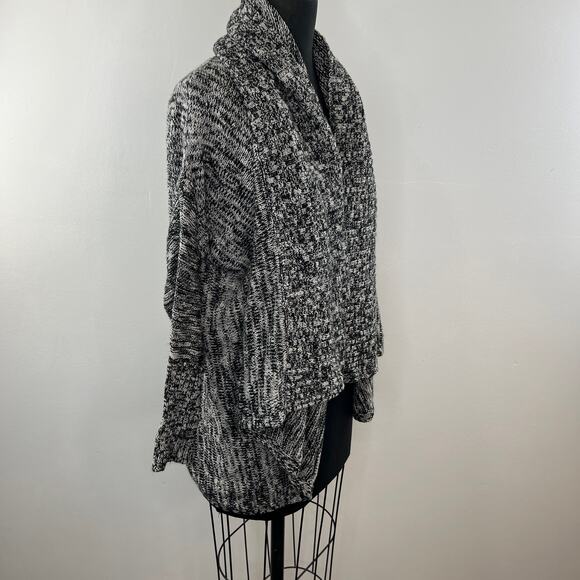 Michael Stars Black White Dolman Sleeve Open Front Wool Blend Cardigan Size M/L - Picture 2 of 10